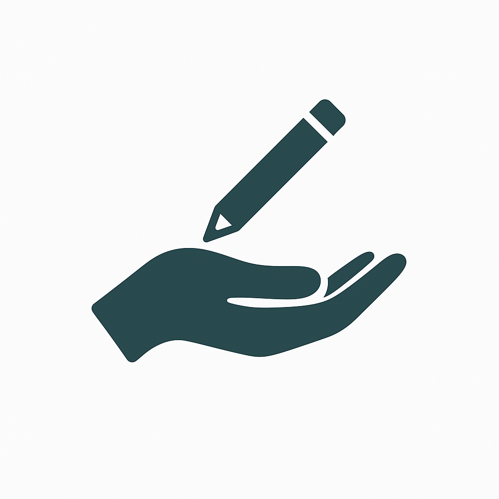 Mano sosteniendo un lápiz, símbolo de tutoría y escritura